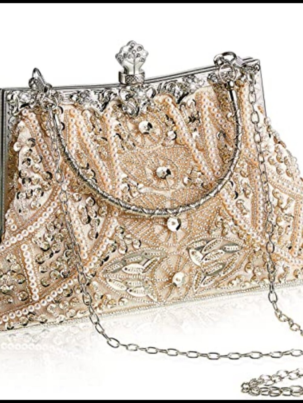 Vintage Beaded Clutch Evening Bag Rhinestone Flapper Purse for Wedding Party